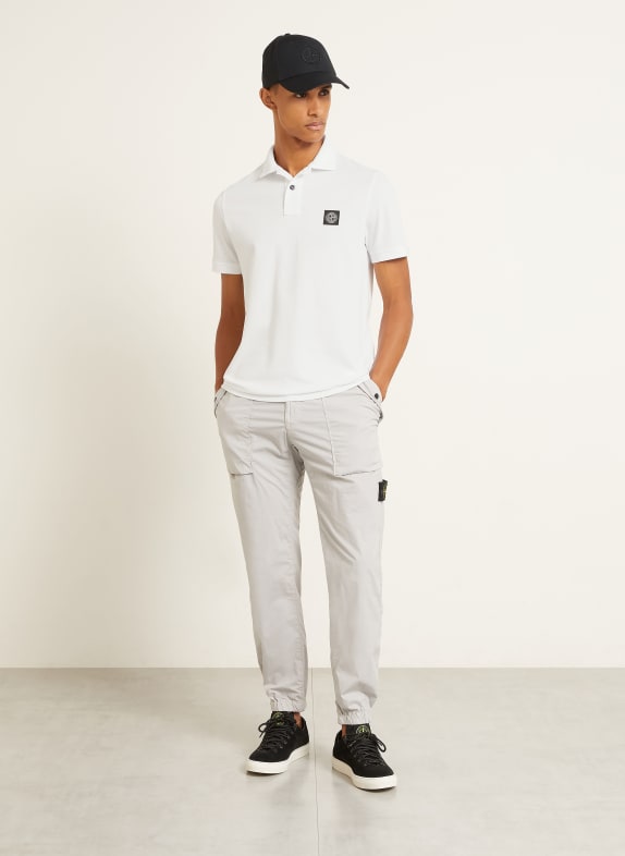 STONE ISLAND Piqué-poloshirt, slim fit WIT