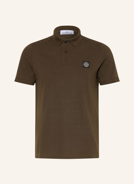 STONE ISLAND Piqué-poloskjorte i slim fit MØRKEBRUN
