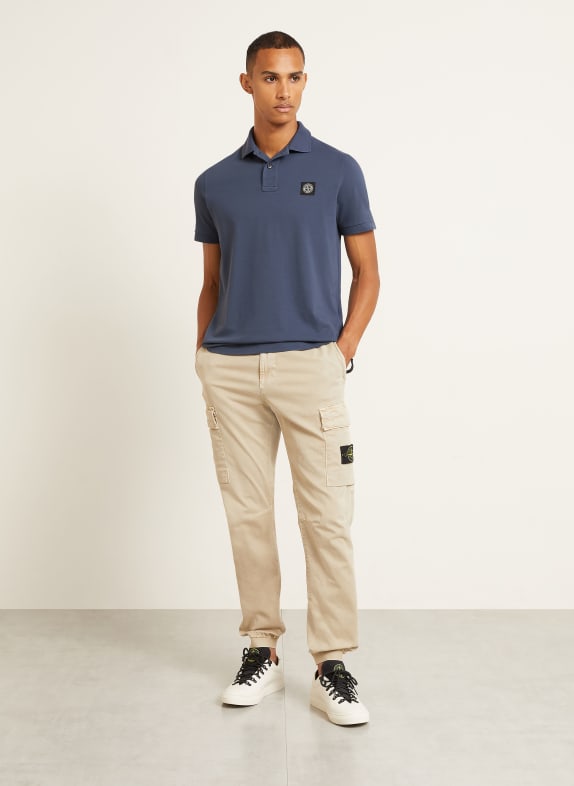 STONE ISLAND Piqué-poloshirt, slim fit DONKERBLAUW