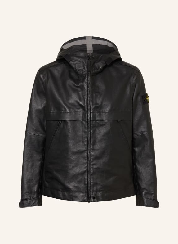 STONE ISLAND Lederjacke SCHWARZ
