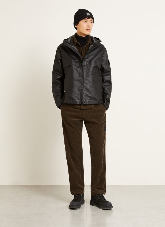 STONE ISLAND Leren jas ZWART