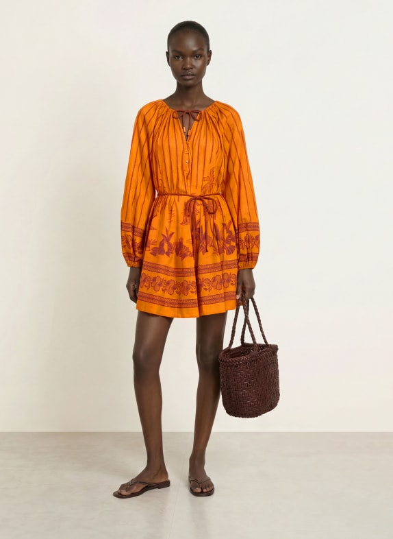 ALÉMAIS Kleid BOATHOUSE ORANGE / DUNKELBRAUN