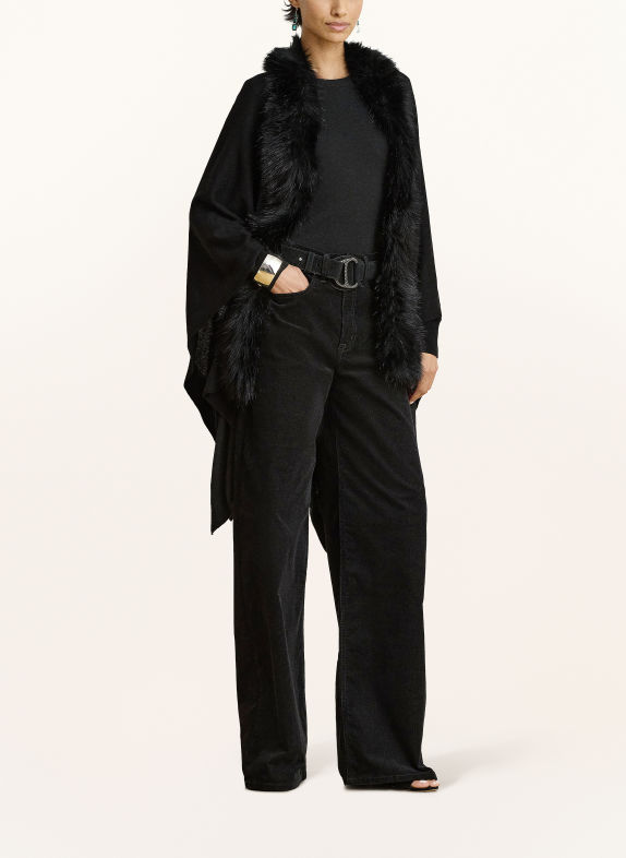 LAUREN RALPH LAUREN Cape met kunstbont ZWART