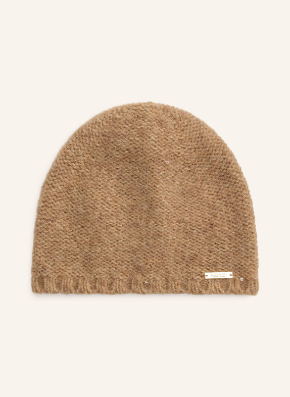 LAUREN RALPH LAUREN Mütze mit Pailletten CAMEL