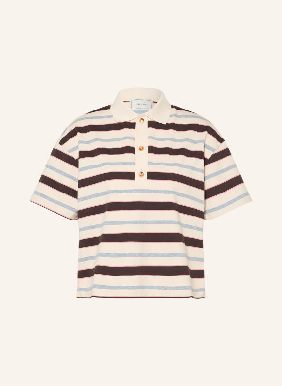 NEO NOIR VENNERA Jersey polo shirt CREAM / DARK BROWN / GRAY
