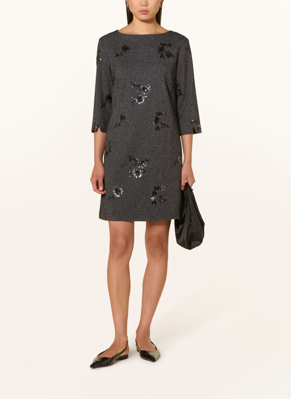 Ana Alcazar Jurk met 3/4-mouwen en pailletten DONKERGRIJS / WIT