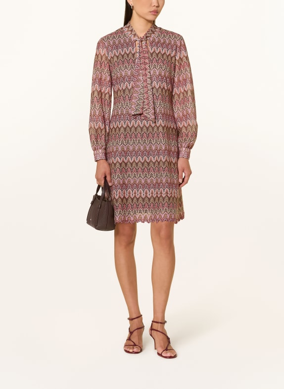 Ana Alcazar Tie-neck dress PINK / BEIGE / RED