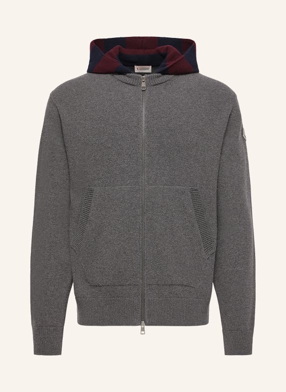MONCLER Strickjacke GRAU / DUNKELROT / DUNKELBLAU