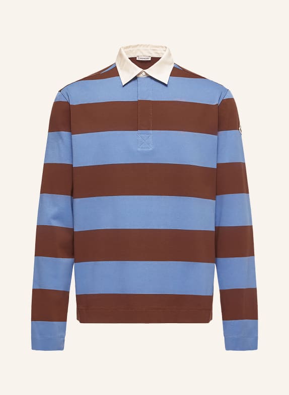 MONCLER Rugby shirt BLUE / DARK BROWN
