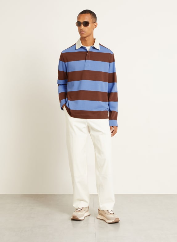 MONCLER Polo de rugby BLEU / MARRON FONCÉ