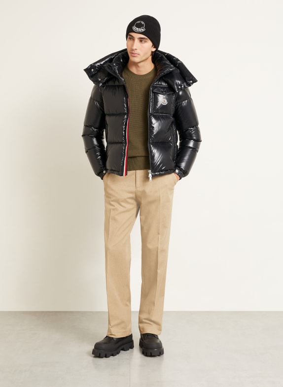 MONCLER Daunenjacke MONTBELIARD mit abnehmbarer Kapuze SCHWARZ / ROT / WEISS