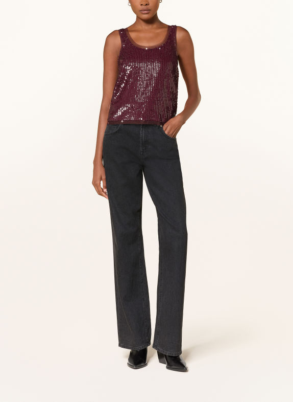 BOSS BYCOLE top with sequins DARK RED