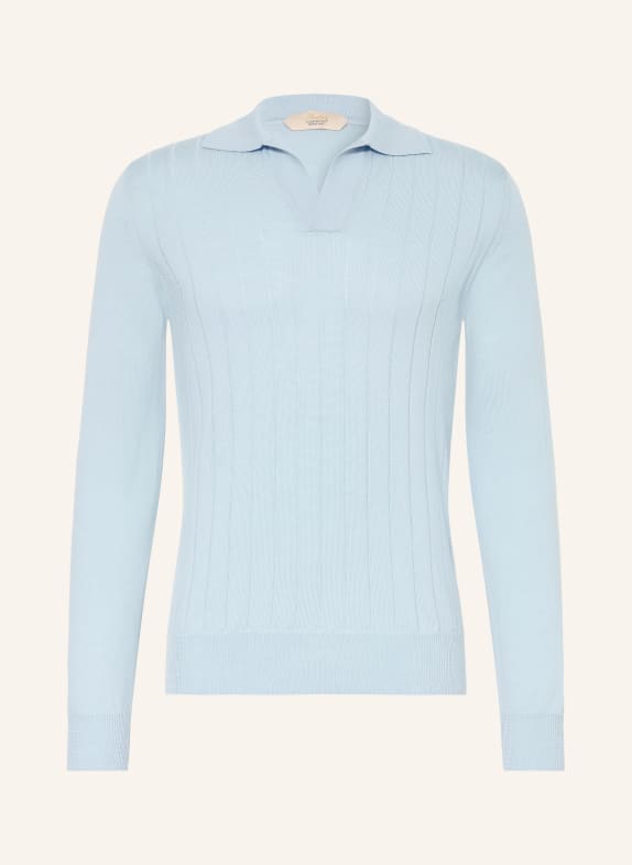 Aurélien Merinowool Knit polo shirt LIGHT BLUE