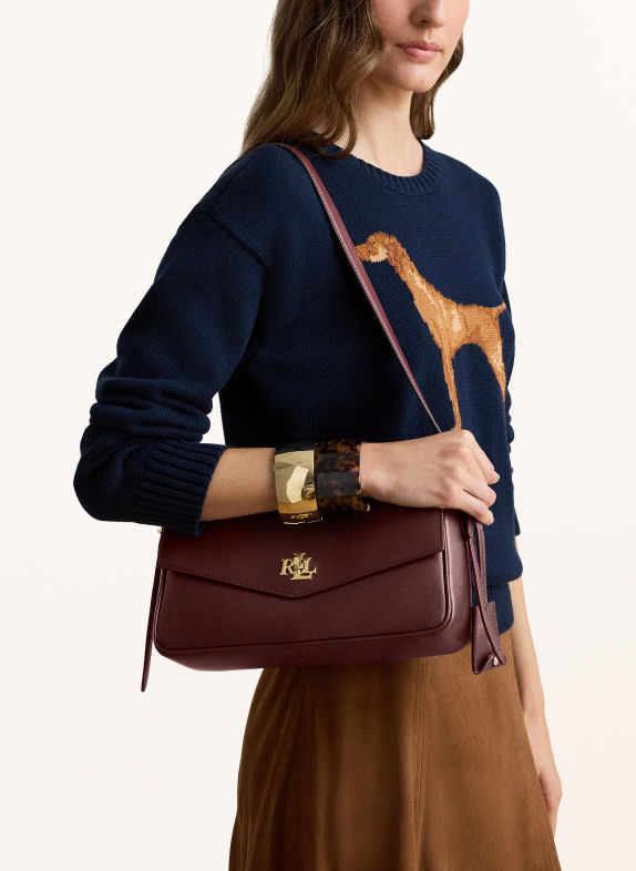 LAUREN RALPH LAUREN FARRAH MEDIUM Crossbody Bag DARK RED / GOLD