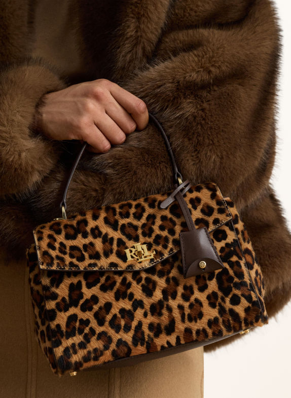 LAUREN RALPH LAUREN FARRAH SMALL Handbag BROWN / GOLD