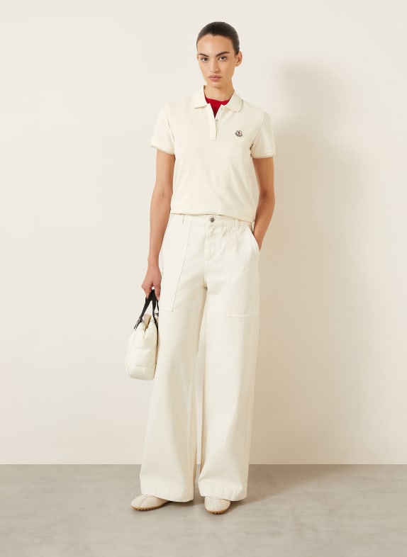 MONCLER Piqué-poloshirt ECRU / LICHTGRIJS