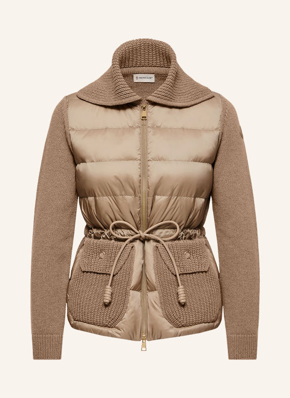 MONCLER Péřové bundy z kombinace materiálů BÉŽOVÁ