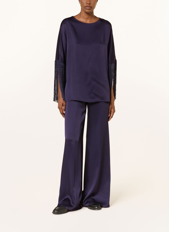 ANTONELLI firenze ARDISIA-blouse van satijn met 3/4-mouwen DONKERBLAUW