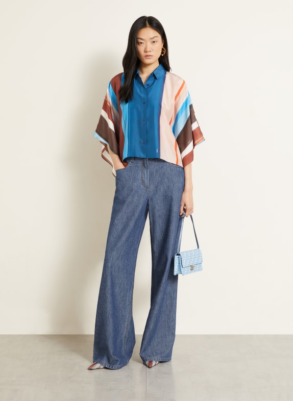 FENDI Portemonnee aan ketting BAGUETTE LICHTBLAUW / GOUD / BLAUWGRIJS