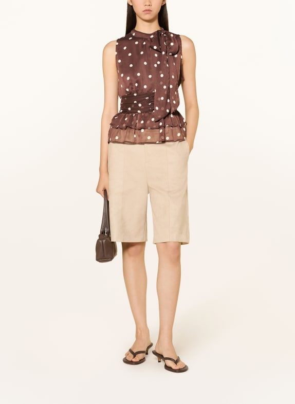 NEO NOIR Blousetop ANSOL met strik BRUIN / WIT