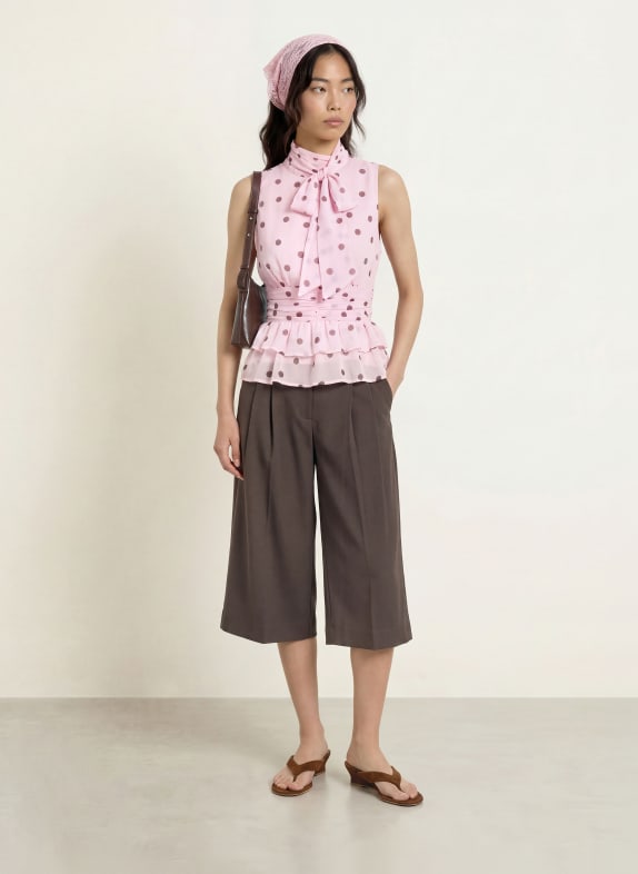 NEO NOIR Blousetop ANSOL met strik ROZE / MARRON FONCÉ