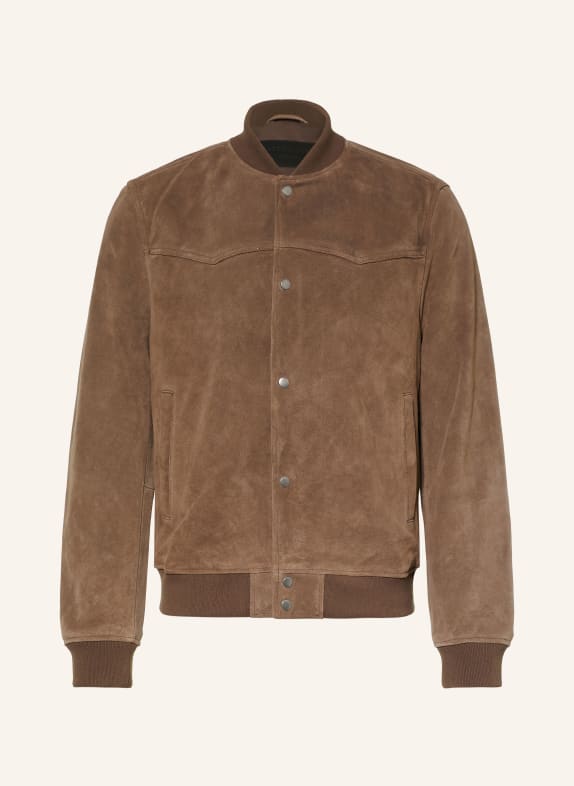 ALLSAINTS Jachetă de piele STAFFORD BOMBER MARO ÎNCHIS