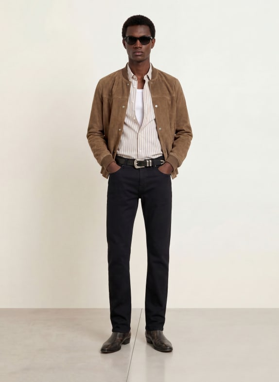 ALLSAINTS Leren jas STAFFORD BOMBER MARRON FONCÉ