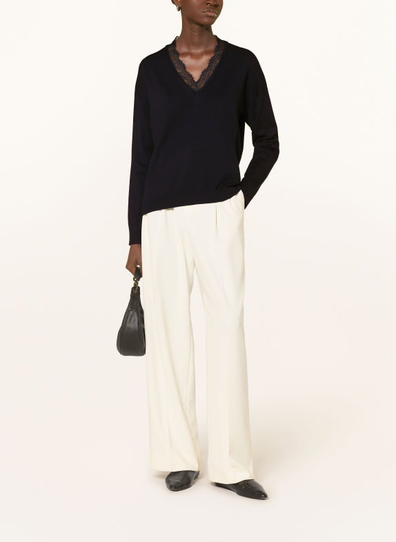 s.Oliver BLACK LABEL Pullover mit Spitze SCHWARZ