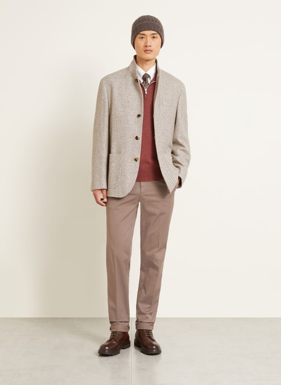 BRUNELLO CUCINELLI Jas met kasjmier en zijde TAUPE / WIT