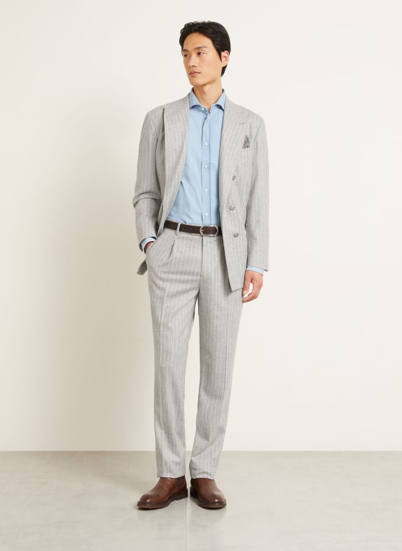 BRUNELLO CUCINELLI Oblek Slim Fit SVĚTLE ŠEDÁ / BÍLÁ