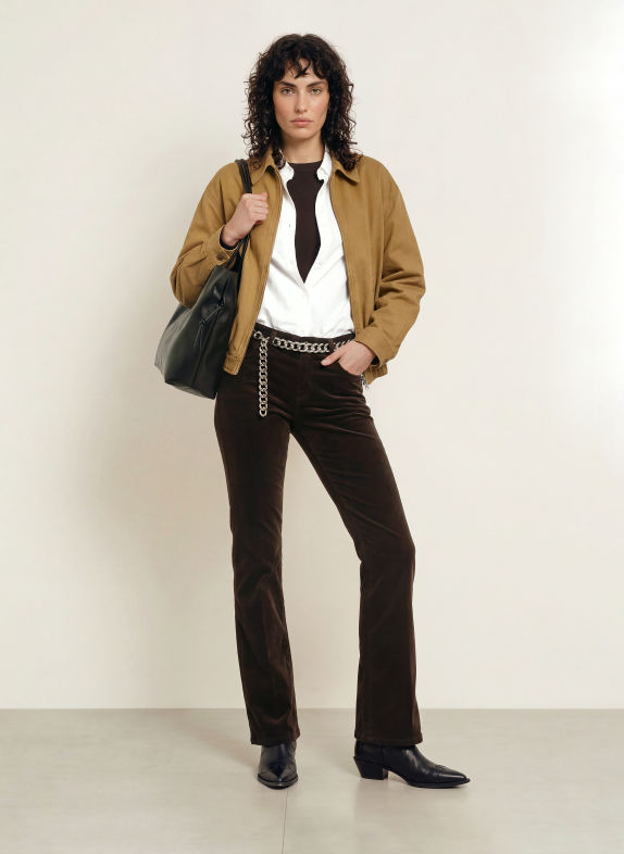 CAMBIO Bootcut-Hose PARIS aus Samt 771 choco spill