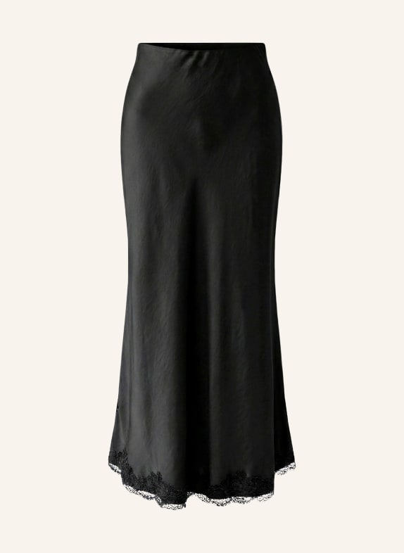 oui Jupe en satin avec de la dentelle NOIR