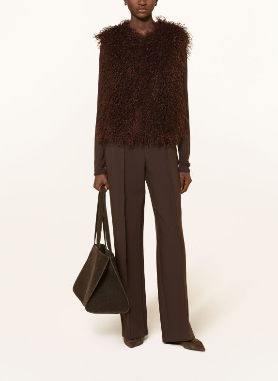 oui Veste sans manches en fausse fourrure MARRON FONCÉ