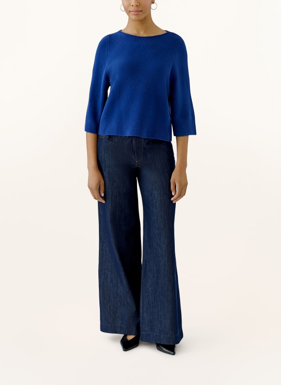 oui Pullover mit 3/4-Arm BLAU