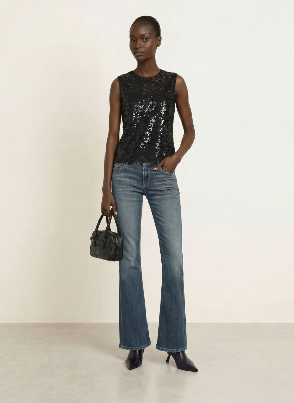 Princess GOES HOLLYWOOD Top en dentelle avec des paillettes NOIR