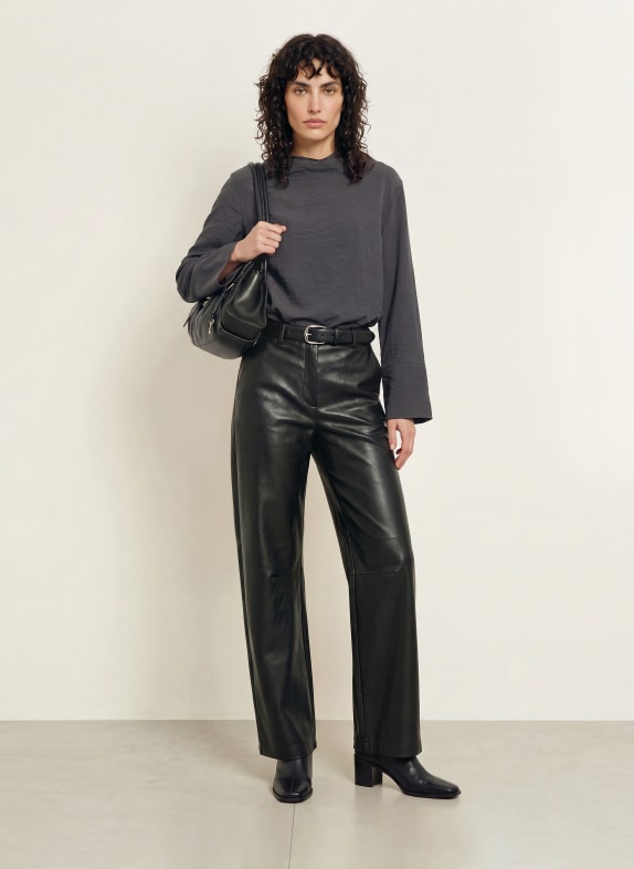 soeur  Blusenshirt LAILA mit Seide DUNKELGRAU