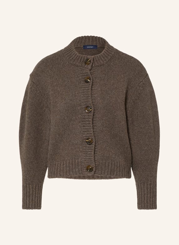 soeur  LEONARD Cardigan with 3/4-Length Sleeves DARK BROWN