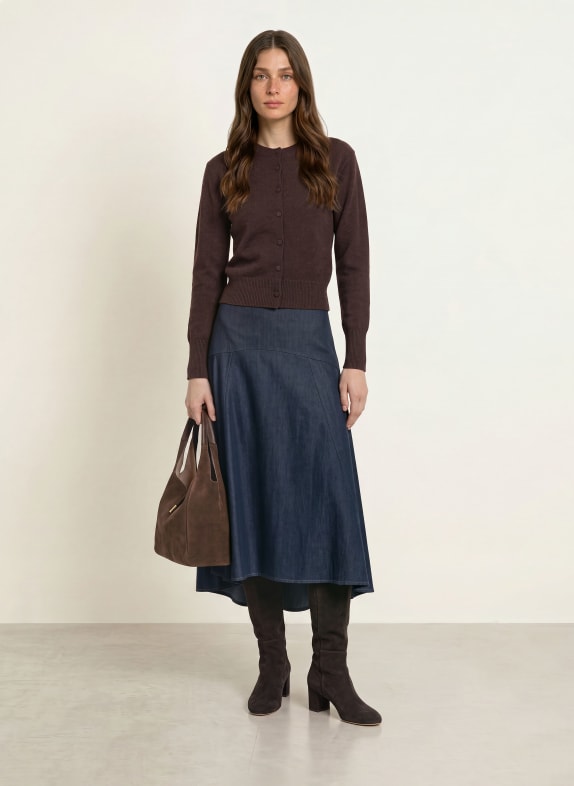 HERZENS KIRA Cashmere Cardigan DARK BROWN