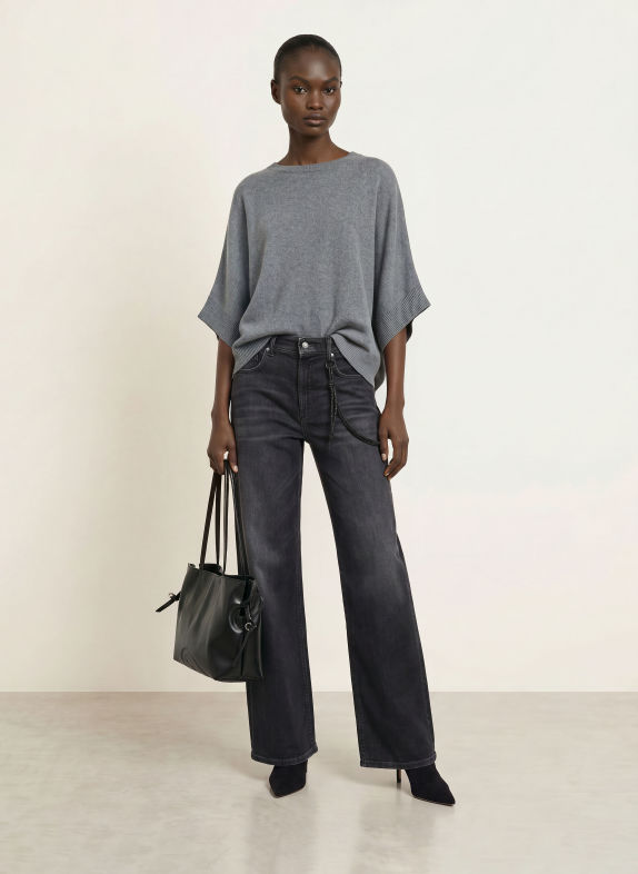 HERZENS Pullover MARGO mit 3/4-Arm und Cashmere DUNKELGRAU
