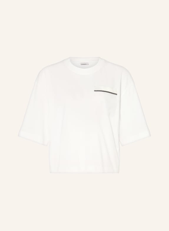 BRUNELLO CUCINELLI T-shirt med smykkesten HVID