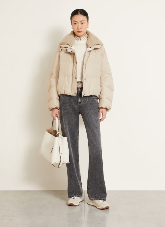 BRUNELLO CUCINELLI Down jacket with detachable collar BEIGE