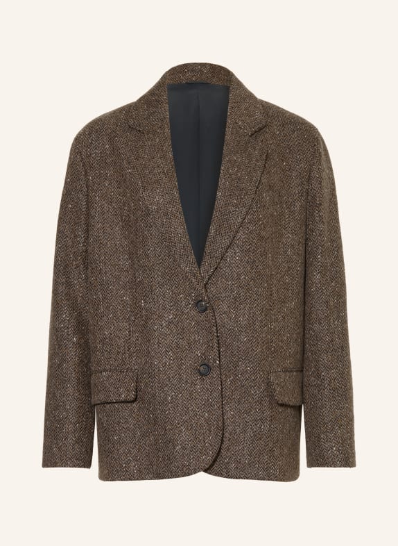 BRUNELLO CUCINELLI Blazer avec fil pailleté et paillettes MARRON FONCÉ / NOIR