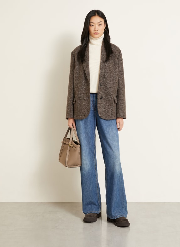 BRUNELLO CUCINELLI Blazer met glittergaren en pailletten MARRON FONCÉ / ZWART