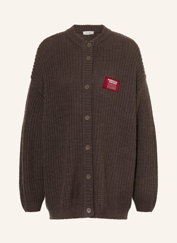 American Vintage Kardigan CYROW CIEMNOBRĄZOWY / CIEMNOCZERWONY