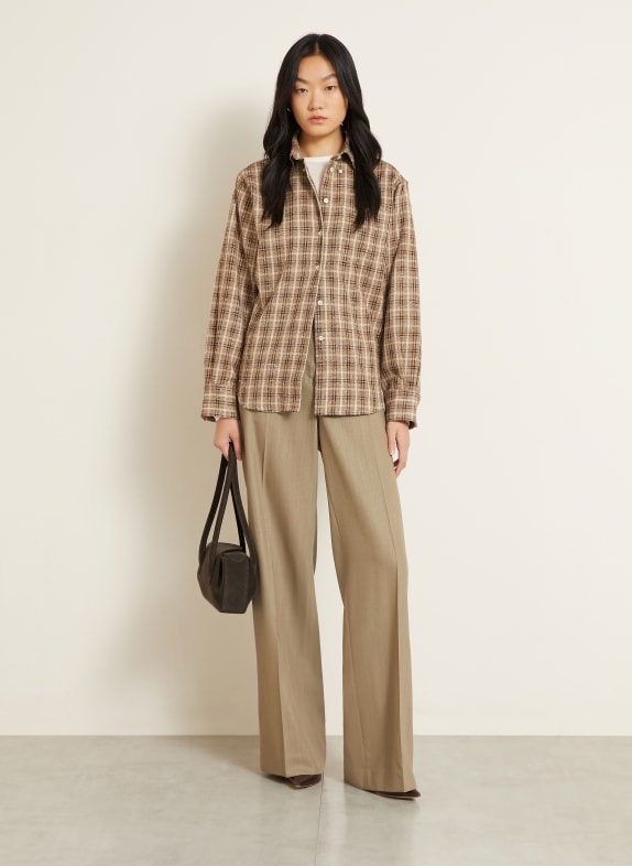 RÓHE Hemdbluse aus Bouclé BRAUN / DUNKELBRAUN / BEIGE