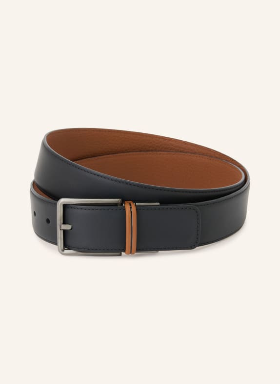 ZEGNA Ledergürtel zum Wenden DUNKELBRAUN / SILBER / COGNAC