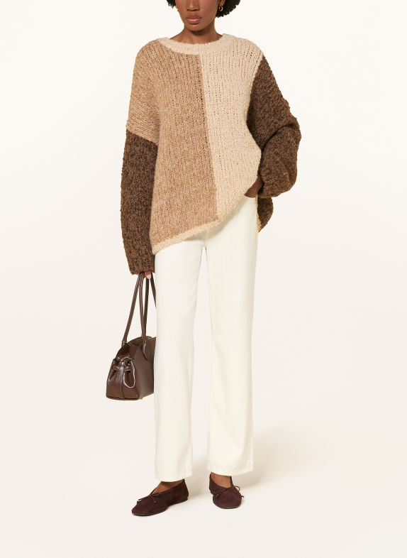 by Aylin Koenig Oversized-trui BERTHOLD met alpaca ECRU / LICHTBRUIN / BRUIN
