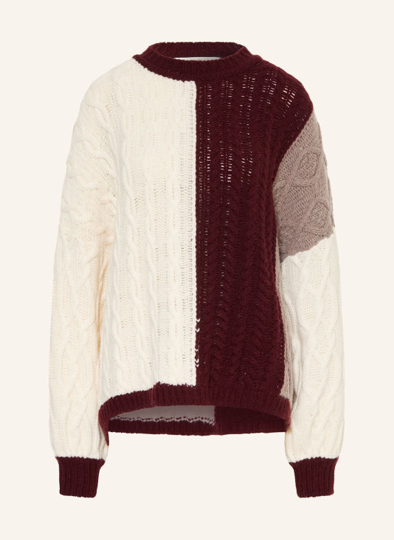 by Aylin Koenig LISBETH Oversized Sweater WHITE / TAUPE / DARK RED