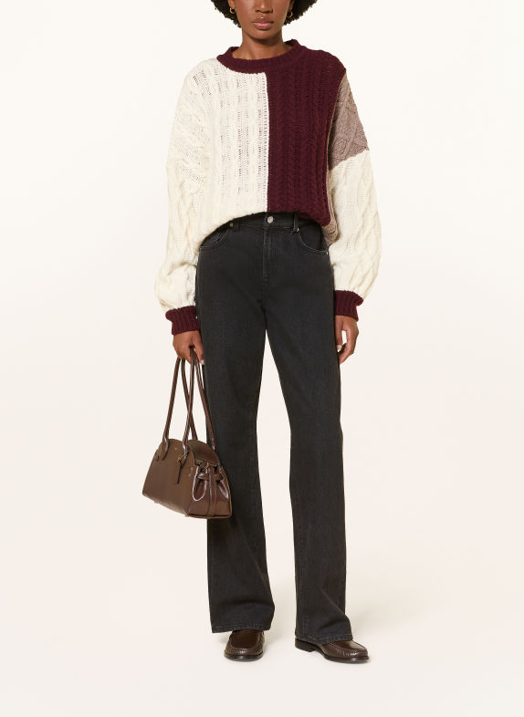 by Aylin Koenig Oversized-Trui LISBETH WIT / TAUPE / DONKERROOD