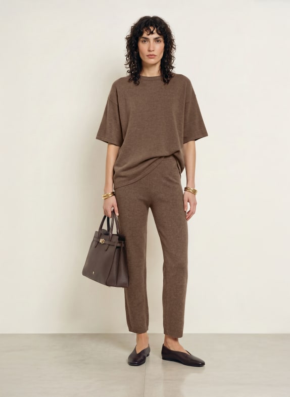 by Aylin Koenig Gebreide broek NEA met merinowol BRUIN